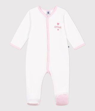 BABY GIRL'S VELOUR FOOTED SLEEPSUIT