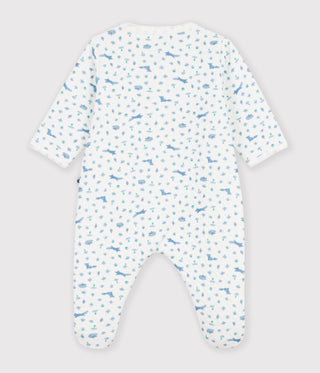 BABY BOY'S FOX PRINT ORGANIC COTTON TUBE KNIT SLEEPSUIT