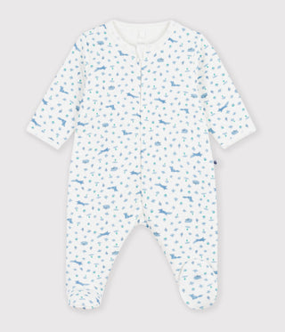 BABY BOY'S FOX PRINT ORGANIC COTTON TUBE KNIT SLEEPSUIT