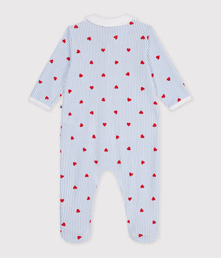 BABY UNISEX HEART-PRINT ORGANIC COTTON PYJAMA SUIT WITH A COLLAR