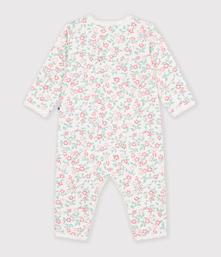 BABY GIRL'S FOOTLESS FLEECE SLEEPSUIT WITH A FLORAL PRINT