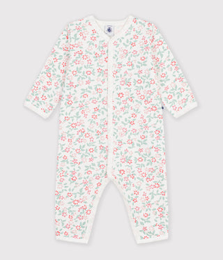 BABY GIRL'S FOOTLESS FLEECE SLEEPSUIT WITH A FLORAL PRINT