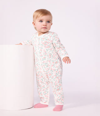 BABY GIRL'S FOOTLESS FLEECE SLEEPSUIT WITH A FLORAL PRINT