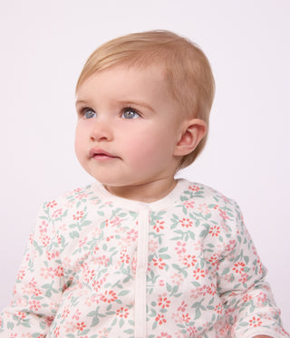 BABY GIRL'S FOOTLESS FLEECE SLEEPSUIT WITH A FLORAL PRINT