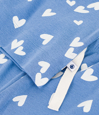 GIRL'S WIDE-LEG COTTON PYJAMAS WITH HEARTS