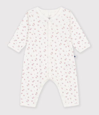 BABY GIRL'S ORGANIC COTTON FLOWER PRINT FOOTLESS PYJAMA SUIT