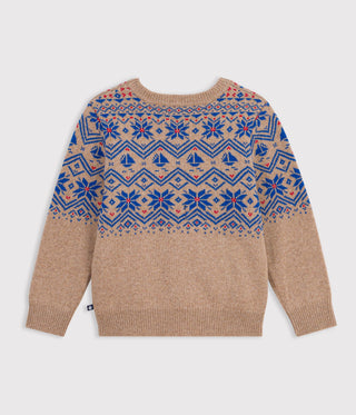BOY'S WOOL AND COTTON JACQUARD JUMPER