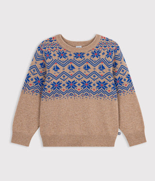 BOY'S WOOL AND COTTON JACQUARD JUMPER