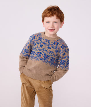 BOY'S WOOL AND COTTON JACQUARD JUMPER
