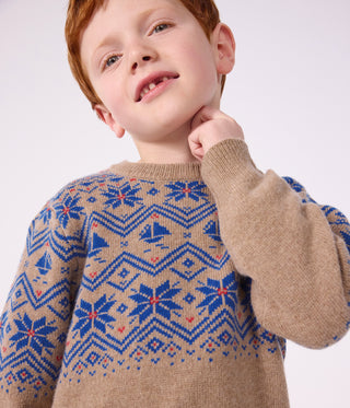 BOY'S WOOL AND COTTON JACQUARD JUMPER