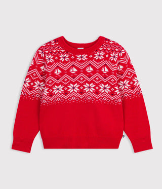 BOY'S WOOL AND COTTON JACQUARD JUMPER