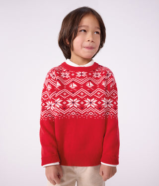 BOY'S WOOL AND COTTON JACQUARD JUMPER