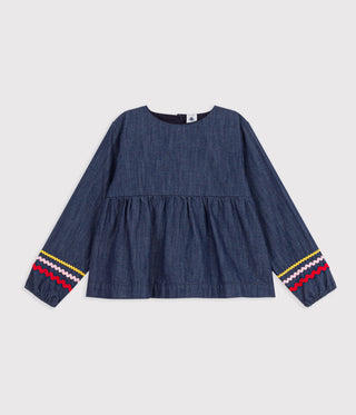 GIRLS' LONG-SLEEVED DENIM BLOUSE