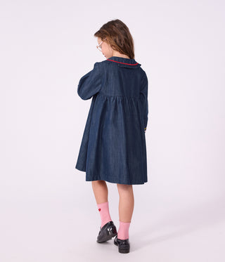 GIRL'S PLAIN, LONG-SLEEVED DENIM DRESS