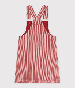 GIRL'S STRIPY ORGANIC COTTON PINAFORE DRESS