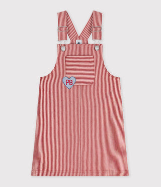 GIRL'S STRIPY ORGANIC COTTON PINAFORE DRESS