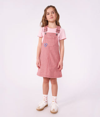 GIRL'S STRIPY ORGANIC COTTON PINAFORE DRESS