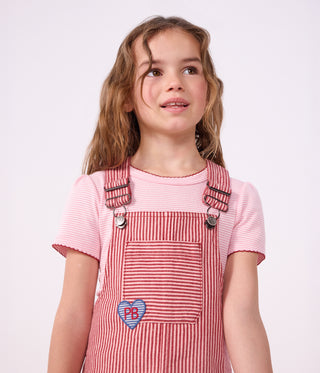 GIRL'S STRIPY ORGANIC COTTON PINAFORE DRESS