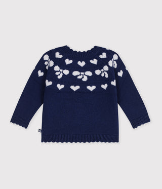 BABY GIRL'S WOOL AND COTTON JUMPER WITH BOW MOTIFS