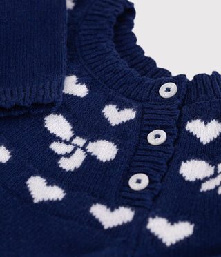 BABY GIRL'S WOOL AND COTTON JUMPER WITH BOW MOTIFS