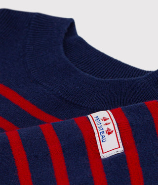 BABY BOY'S STRIPY WOOL AND COTTON SAILOR-STYLE JUMPER