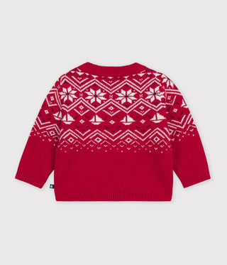 BABY BOY'S JUMPER IN WOOL AND COTTON WITH  JACQUARD PATTERNS