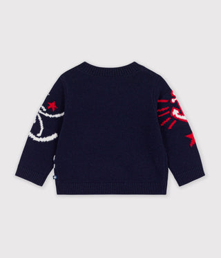 BABY BOY'S JUMPER IN WOOL AND COTTON WITH  JACQUARD PATTERNS