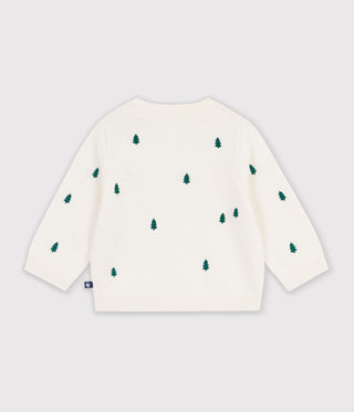 BABY BOY'S JUMPER IN WOOL AND COTTON WITH EMBROIDERED BUNNY RABBITS