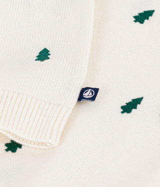 BABY BOY'S JUMPER IN WOOL AND COTTON WITH EMBROIDERED BUNNY RABBITS