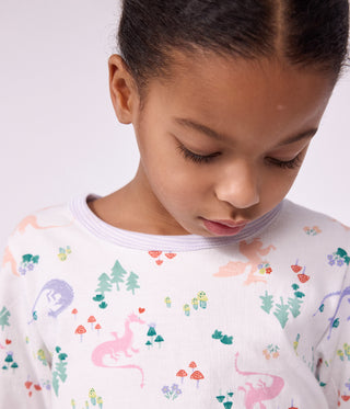 GIRL'S PYJAMAS IN FLEECE WITH A DRAGON PRINT