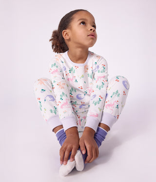 GIRL'S PYJAMAS IN FLEECE WITH A DRAGON PRINT