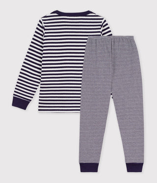 BOY'S STRIPY ORGANIC COTTON TUBE KNIT PYJAMAS