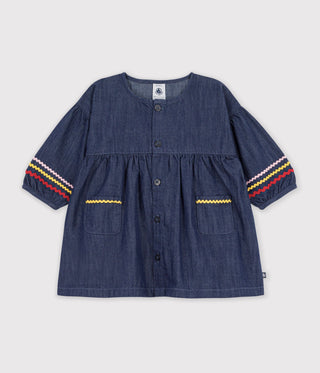 BABY GIRL'S LONG-SLEEVED DENIM DRESS