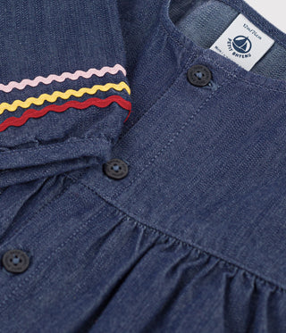 BABY GIRL'S LONG-SLEEVED DENIM DRESS