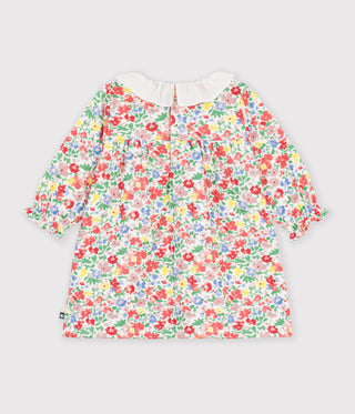 BABY GIRL'S LONG SLEEVED FLORAL-PRINT COTTON DRESS