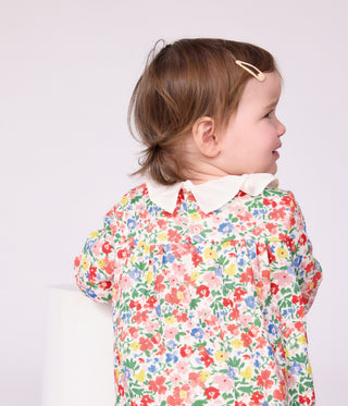 BABY GIRL'S LONG SLEEVED FLORAL-PRINT COTTON DRESS