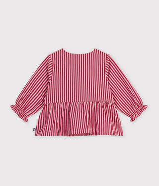 BABY GIRL'S LONG-SLEEVED STRIPY COTTON BLOUSE