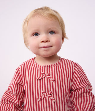 BABY GIRL'S LONG-SLEEVED STRIPY COTTON BLOUSE