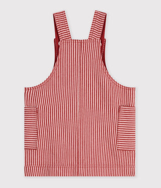 BABY GIRL'S SLEEVELESS STRIPY COTTON DRESS WITH A HEART BADGE