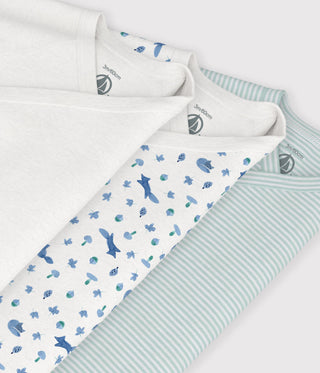 BABY UNISEX LONG-SLEEVED PRINTED ORGANIC COTTON WRAPOVER BODIES - 3-PACK