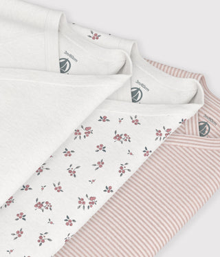 BABY GIRL'S LONG-SLEEVED PRINTED ORGANIC COTTON WRAPOVER BODIES - 3-PACK