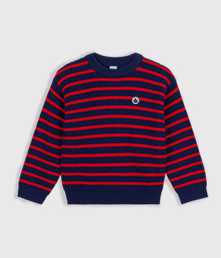 BOY'S STRIPY JUMPER IN WOOL AND COTTON