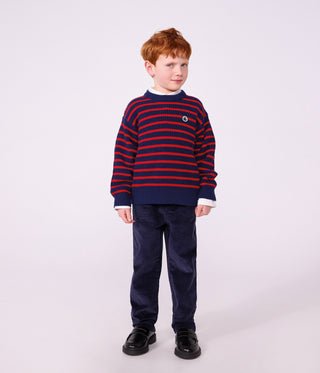 BOY'S STRIPY JUMPER IN WOOL AND COTTON