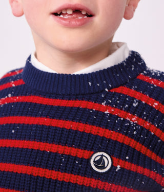 BOY'S STRIPY JUMPER IN WOOL AND COTTON