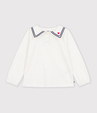 GIRL'S LONG-SLEEVED COTTON BLOUSE WITH A COLLAR