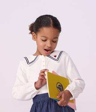 GIRL'S LONG-SLEEVED COTTON BLOUSE WITH A COLLAR
