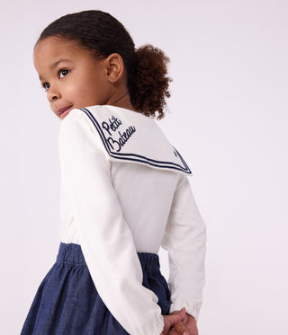 GIRL'S LONG-SLEEVED COTTON BLOUSE WITH A COLLAR