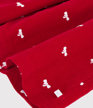 GIRL'S ORGANIC COTTON CORDUROY DRESS WITH LONG SLEEVES AND PRINTED WITH BOWS