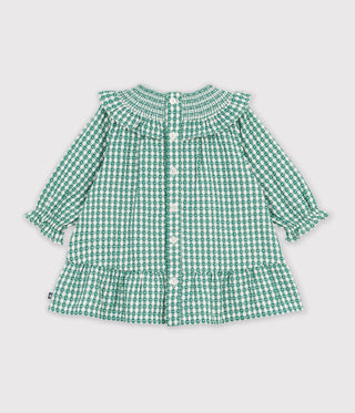 BABY GIRL'S LONG-SLEEVED COTTON GINGHAM DRESS