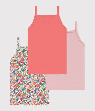 GIRL'S FLORAL COTTON TANK TOPS - 3-PACK